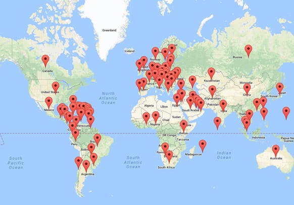 Map of bidadoo's locations of global sales